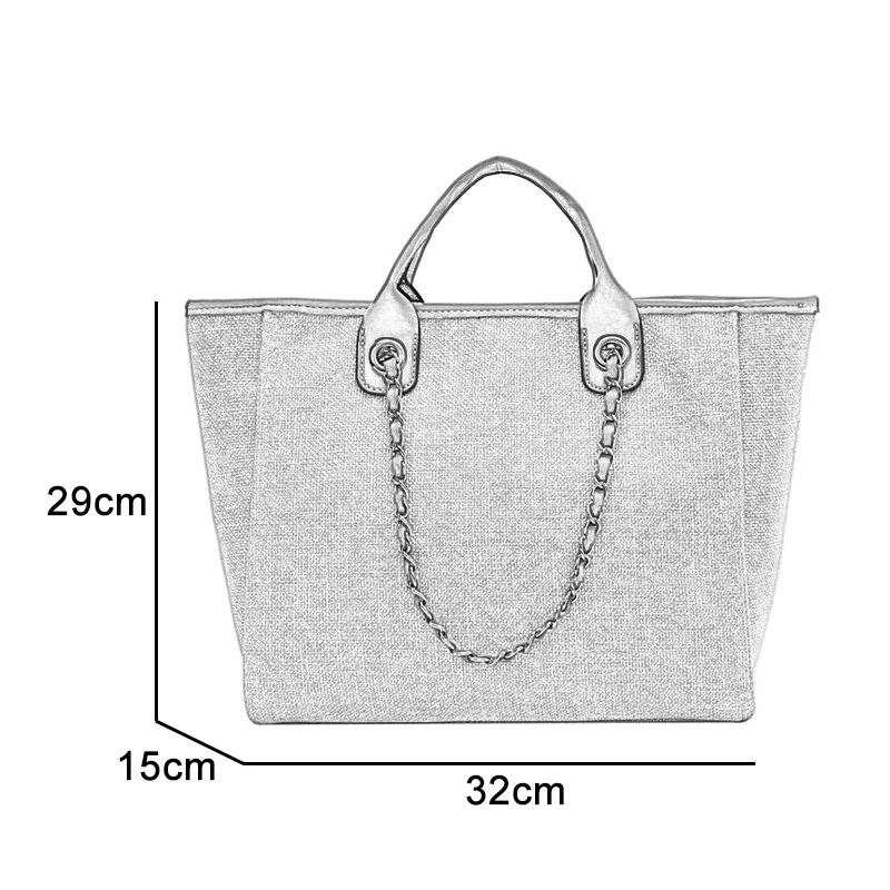 2021 Hot Selling Low MOQ Logo Customized Designer Bag Bolso De Mano Large Capacity Canvas Tote Bag Chain Handbags for Women