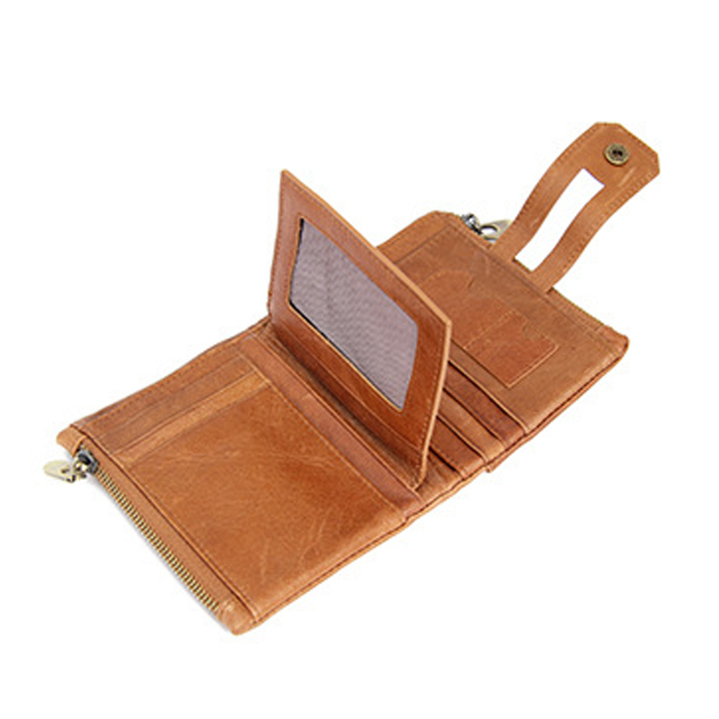 2021 New Arrival Waterproof Crazy Horse Genuine Leather Money Clip RFID Blocking Custom Embossed Logo Slim Zippered Men's Wallet