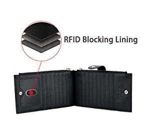 2021 New Arrival Waterproof Crazy Horse Genuine Leather Money Clip RFID Blocking Custom Embossed Logo Slim Zippered Men′s Wallet