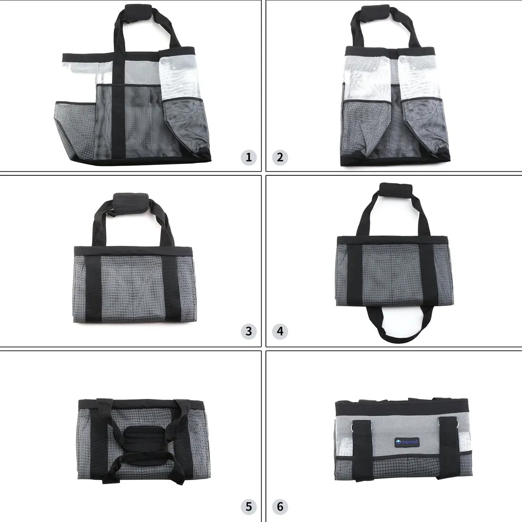 Cheap Large Multi Pockets Beach Bag Tote Mesh Bag for Toy Grocery Pool Gym