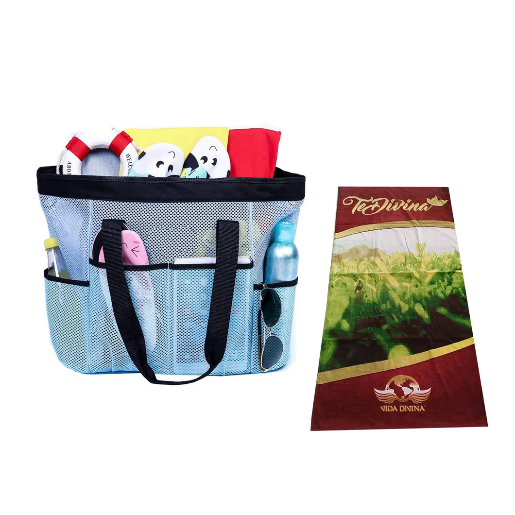 Cheap Large Multi Pockets Beach Bag Tote Mesh Bag for Toy Grocery Pool Gym