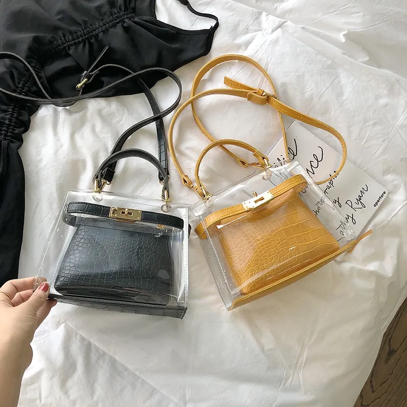 Clear Transparent PVC Shoulder Bags Women Candy Color Women Jelly Bags