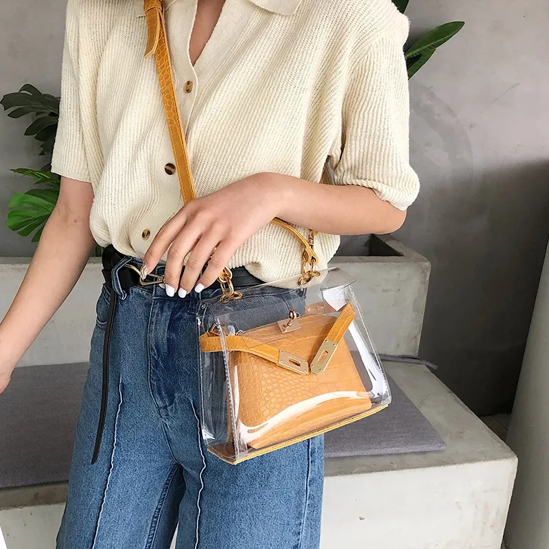 Clear Transparent PVC Shoulder Bags Women Candy Color Women Jelly Bags