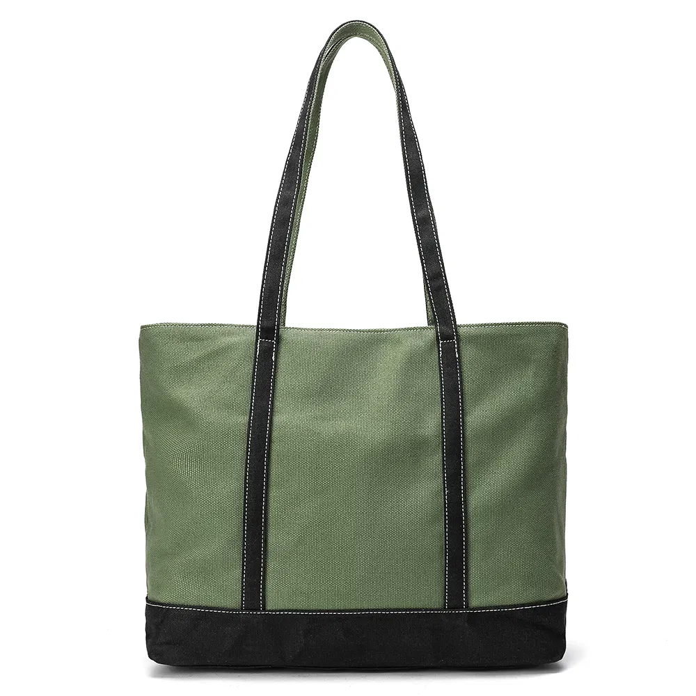 Cotton Canvas Woman Shoulder Bag iPad Casual Weekend Lady Tote Bag with Leather (RSMC-97123-F)