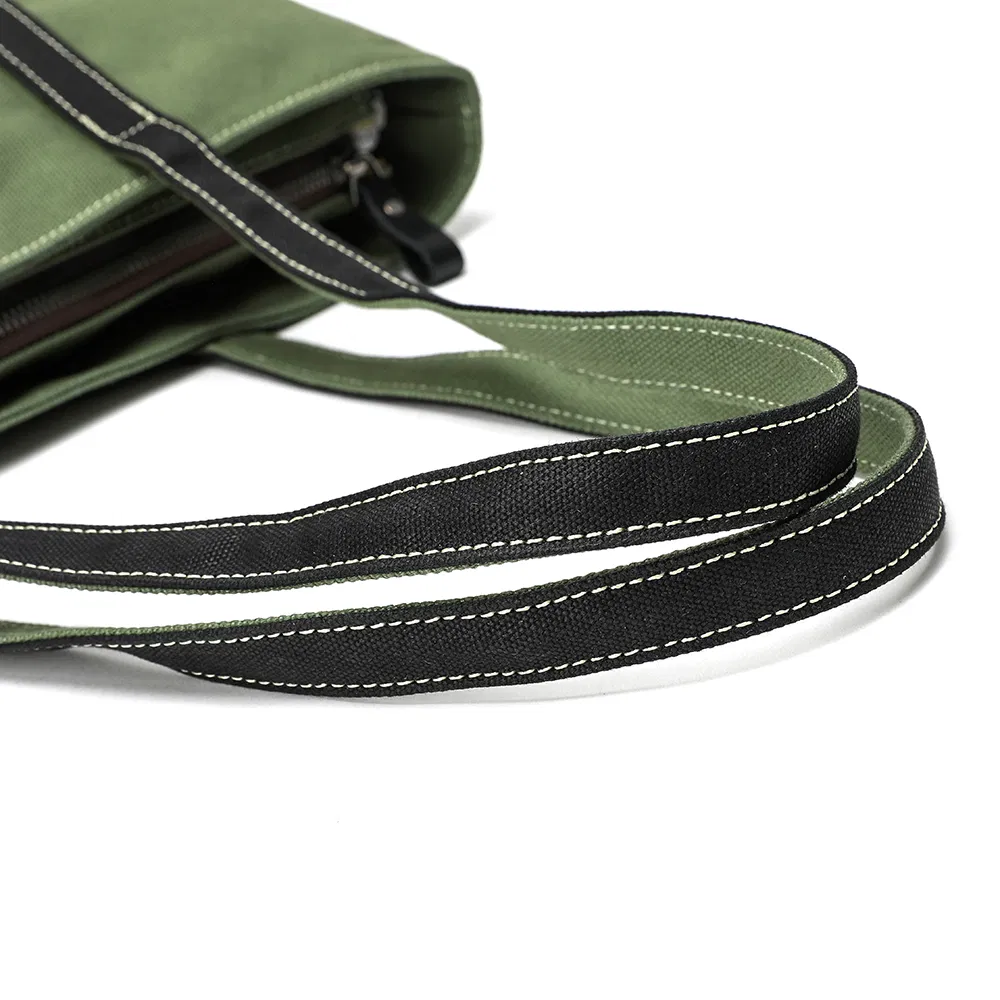 Cotton Canvas Woman Shoulder Bag iPad Casual Weekend Lady Tote Bag with Leather (RSMC-97123-F)