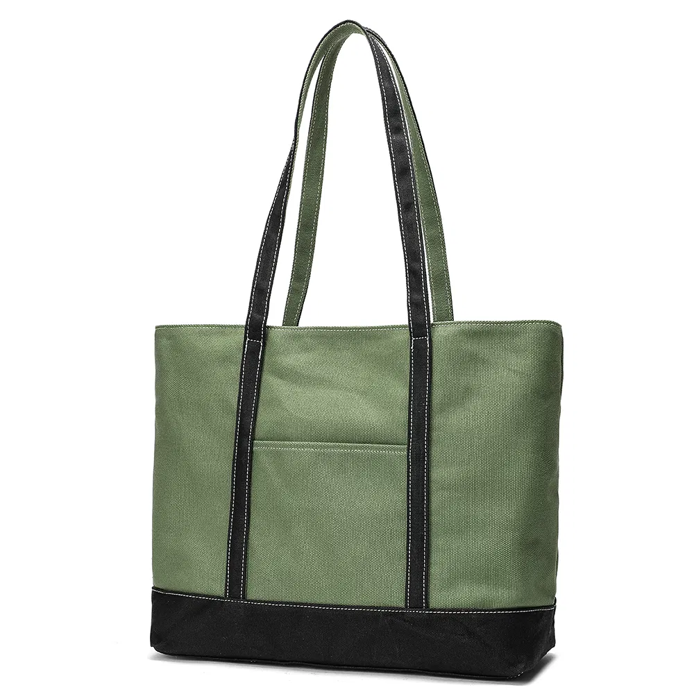 Cotton Canvas Woman Shoulder Bag iPad Casual Weekend Lady Tote Bag with Leather (RSMC-97123-F)