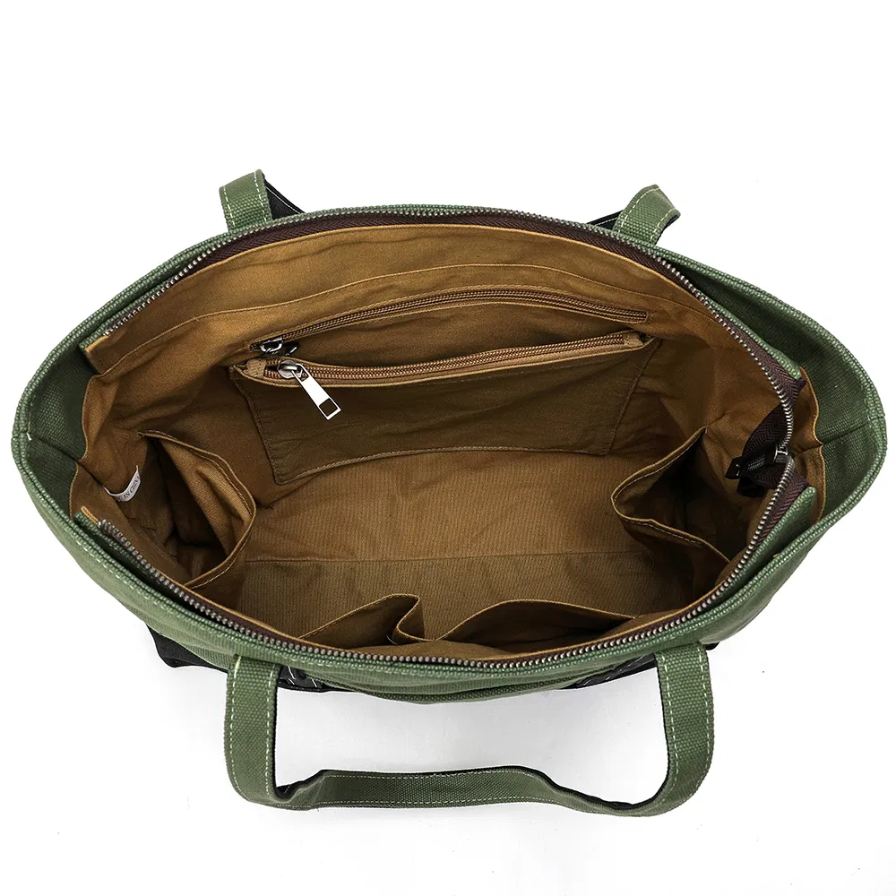 Cotton Canvas Woman Shoulder Bag iPad Casual Weekend Lady Tote Bag with Leather (RSMC-97123-F)