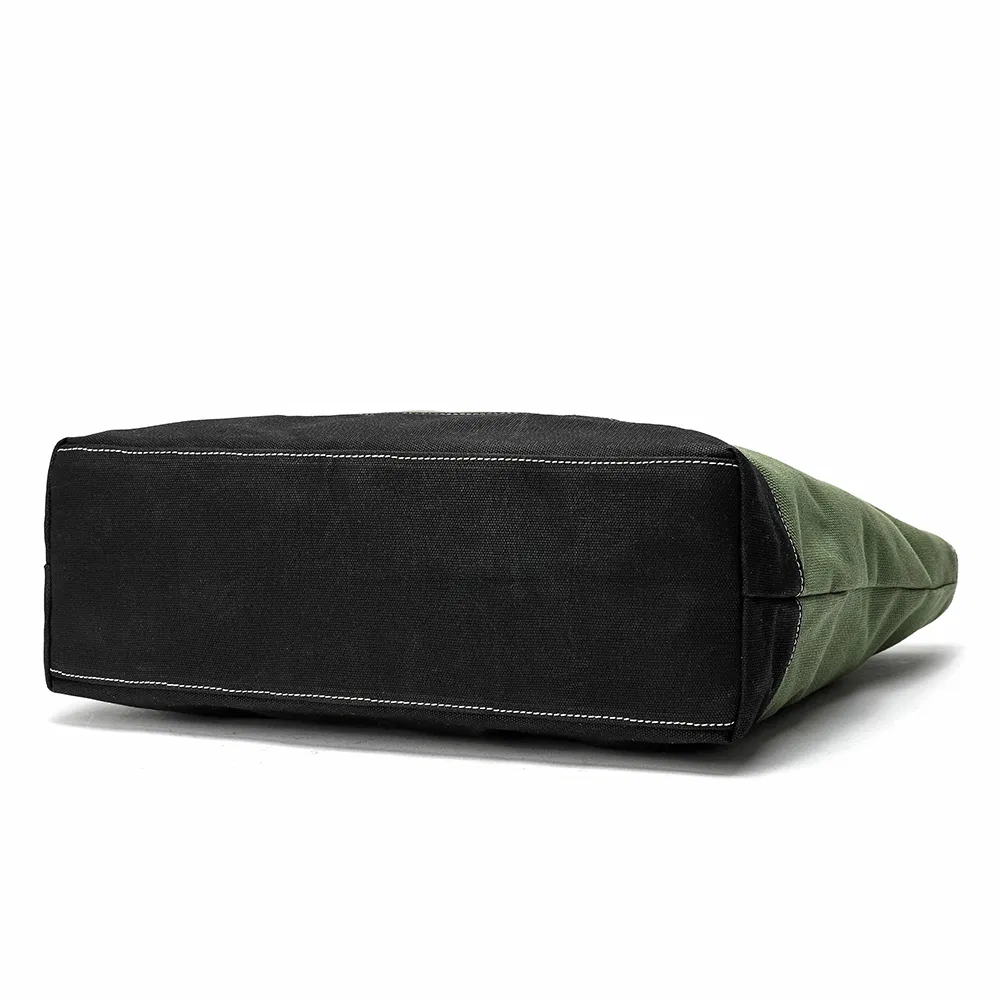 Cotton Canvas Woman Shoulder Bag iPad Casual Weekend Lady Tote Bag with Leather (RSMC-97123-F)