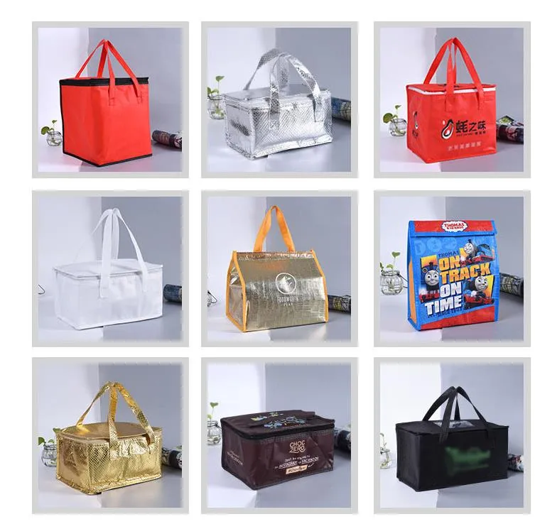 Custom Non-Woven Isothermal Large Ice Cooler Bag/ Insulated Aluminium Foil PP Non Woven Soft Lunch Picnic Foldable Cooler Bags