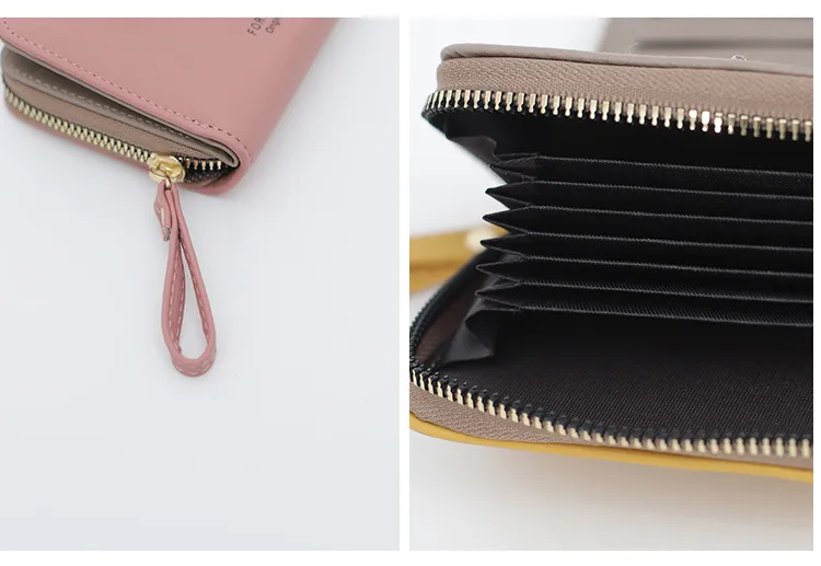 Customized Brand Designs Women Fake PU Leather Wallets Lady Card Holder Classic Purse Mini Short Zipper Wallet for Girls with Bow