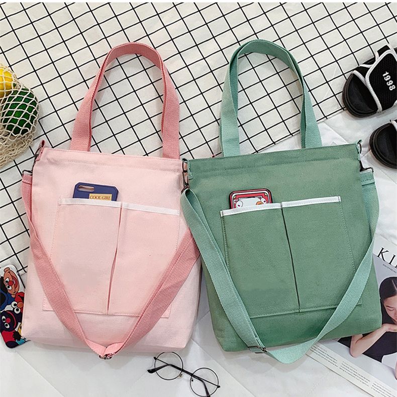 Customized Logo Canvas Cross-Body Bag Leisure Travel Ladies Tote Bag