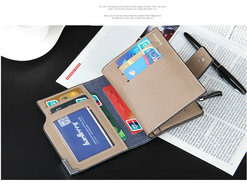 Customized Men PU Leather Card Holders Zipper Short Men Purse