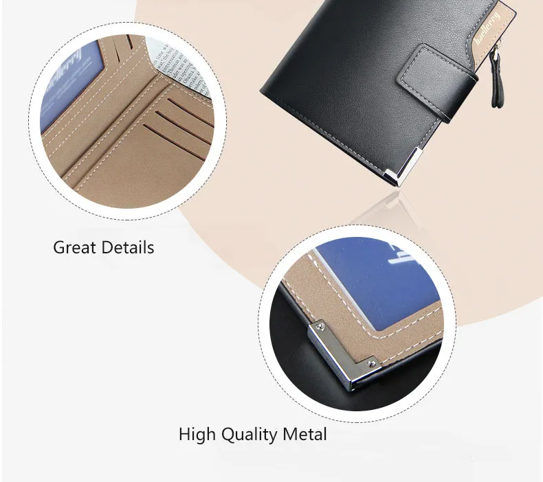 Customized Men PU Leather Card Holders Zipper Short Men Purse