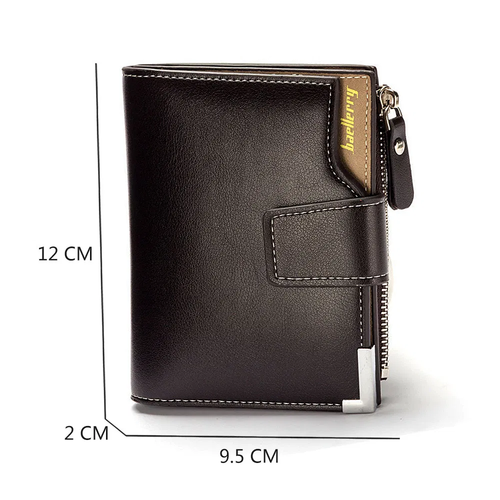 Customized Men PU Leather Card Holders Zipper Short Men Purse