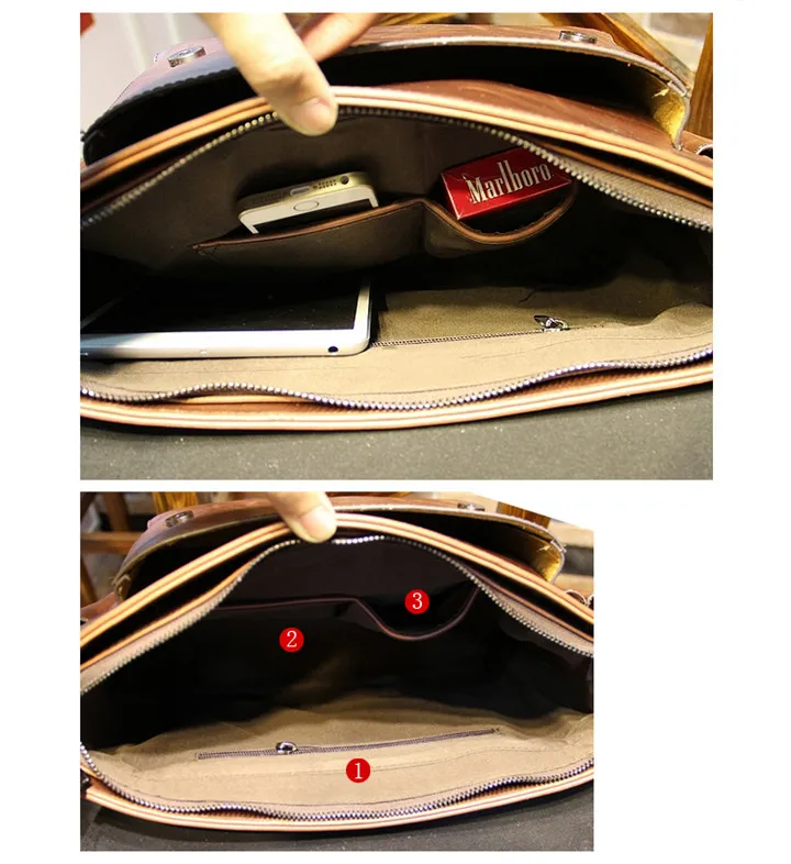 EG1003 Men Genuine Business Leather Briefcase for Man Shoulder Small Laptop Custom Messenger Bag Crossbody