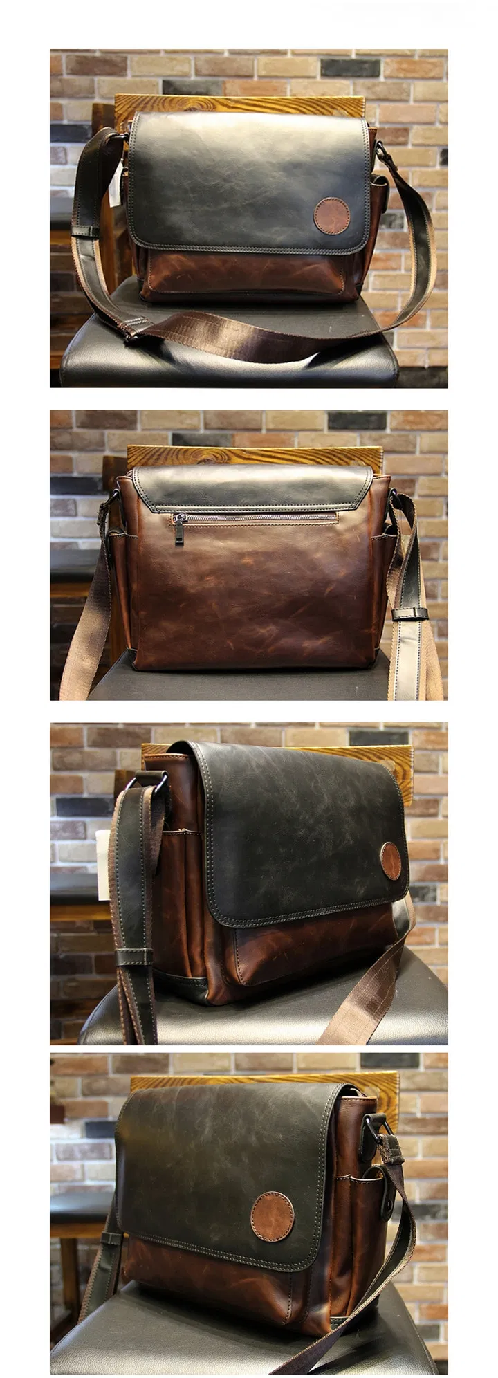 EG1003 Men Genuine Business Leather Briefcase for Man Shoulder Small Laptop Custom Messenger Bag Crossbody