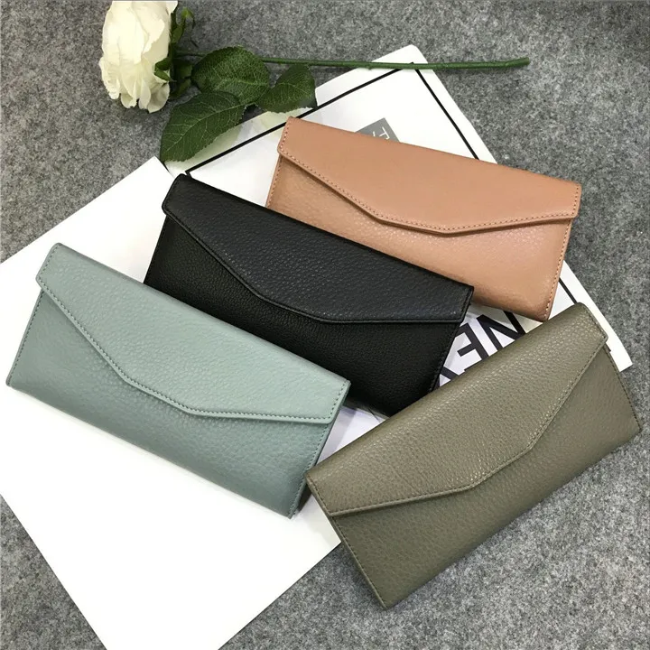 Emg6310 Luxury Ladies Women Purse Clutch Leather Cash Envelope Wallet Slim Long Wallets Leather Woman