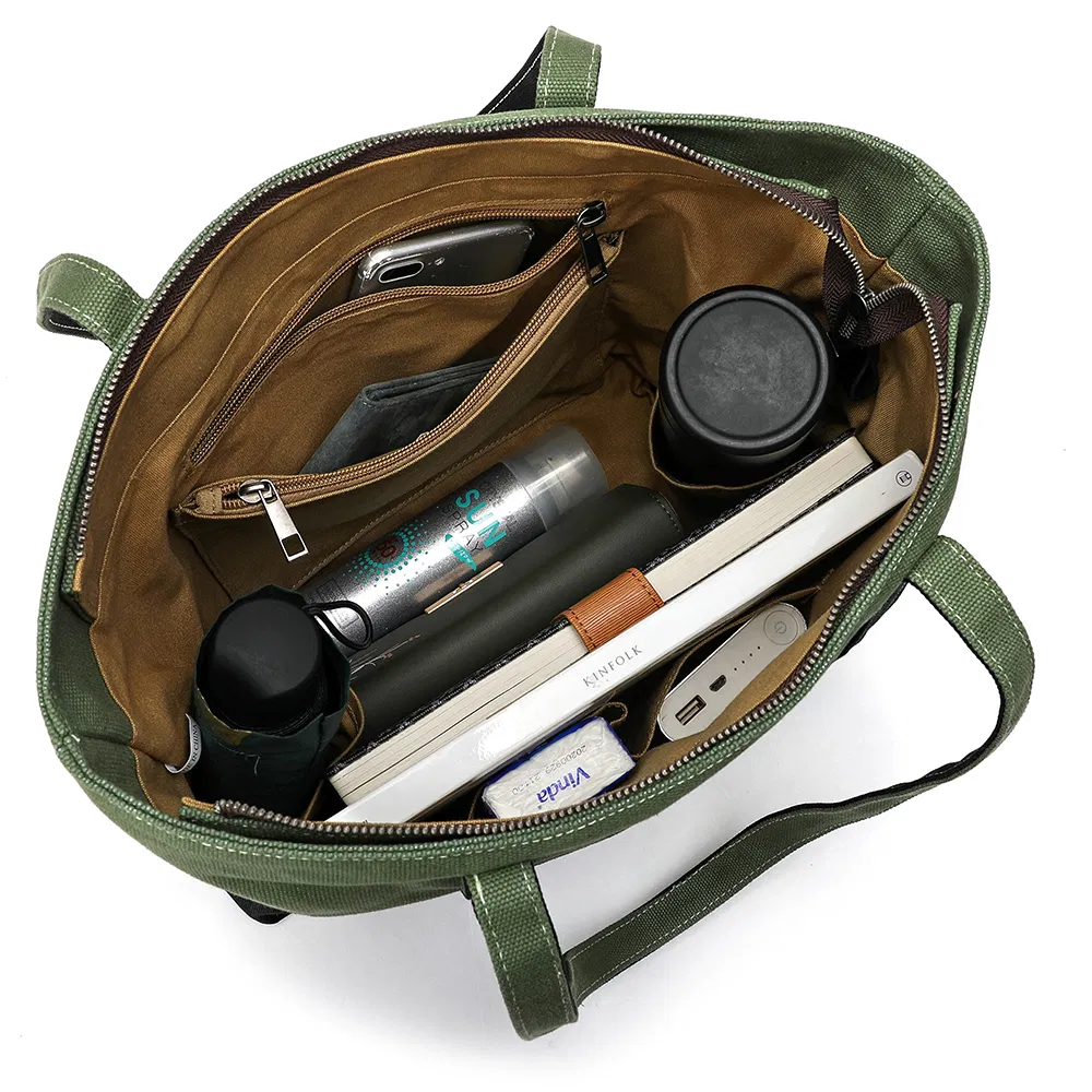 Encrypted Cotton Canvas Handbag Shopping Bag Ladies Tote Shoulder Bag (RSMC-97123-F)