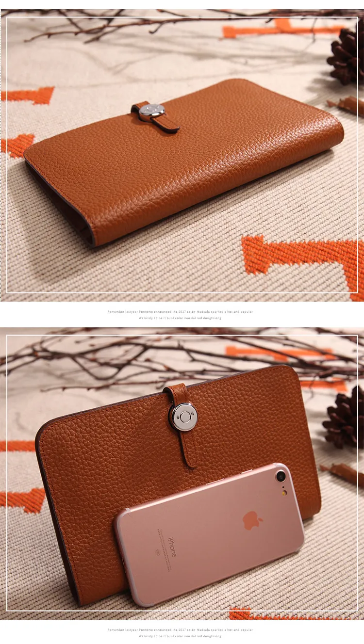European Fashion Lichi Leather Briking Long Wallet Luxury Women Coin Purse Al367