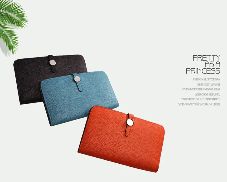 European Fashion Lichi Leather Briking Long Wallet Luxury Women Coin Purse Al367