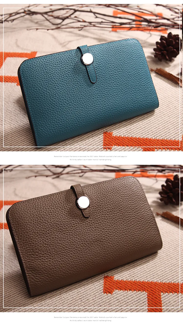 European Fashion Lichi Leather Briking Long Wallet Luxury Women Coin Purse Al367