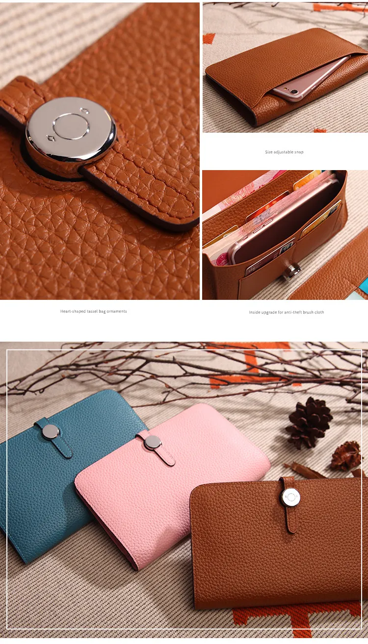 European Fashion Lichi Leather Briking Long Wallet Luxury Women Coin Purse Al367