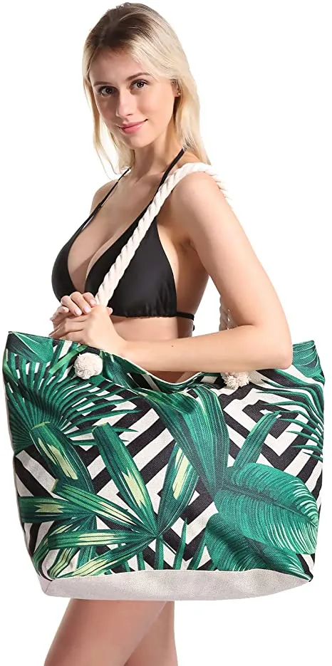 Extra Large Beach Bag for Women Waterproof Weekender Big Pool Tote Bag with Zipper Inner Pocket