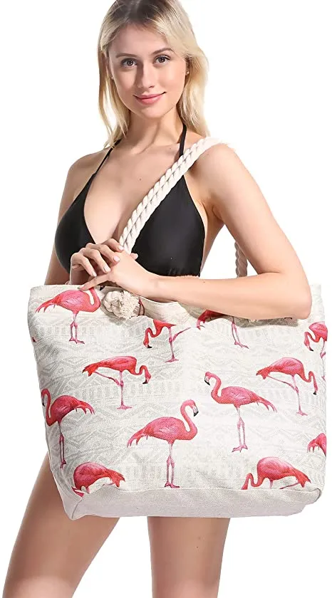 Extra Large Beach Bag for Women Waterproof Weekender Big Pool Tote Bag with Zipper Inner Pocket