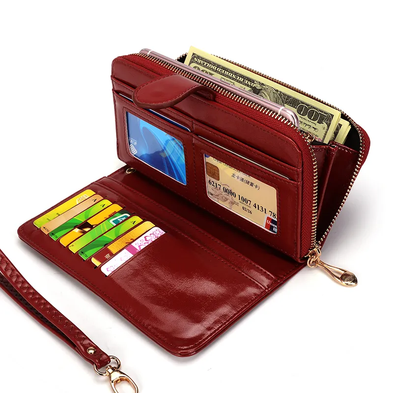 Factory Price Crazy Horse Leather High Quality OEM RFID Money Clip Wallet