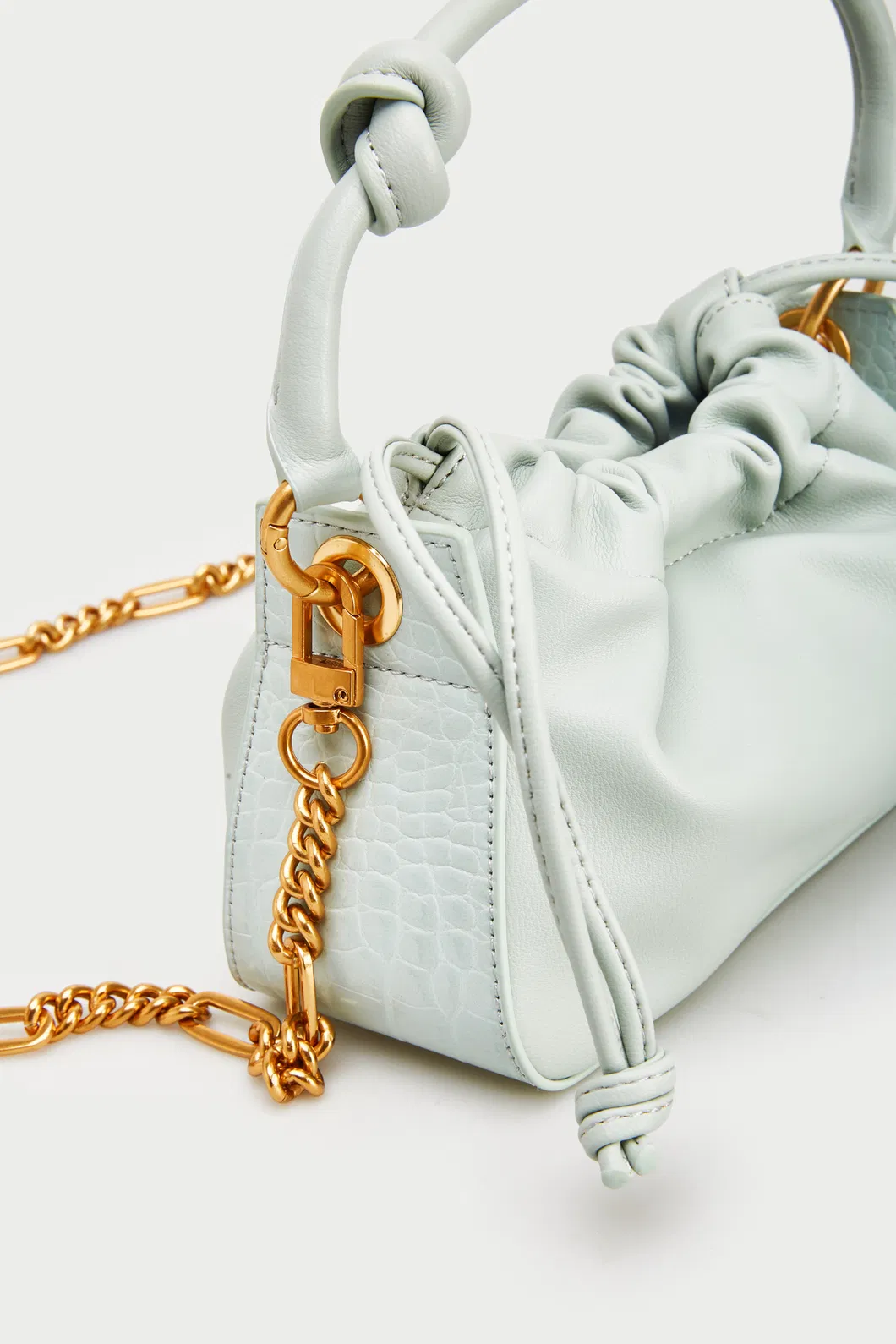 High Quality PU Leather Drawstring Bucket Women Fashion Shoulder Handbag