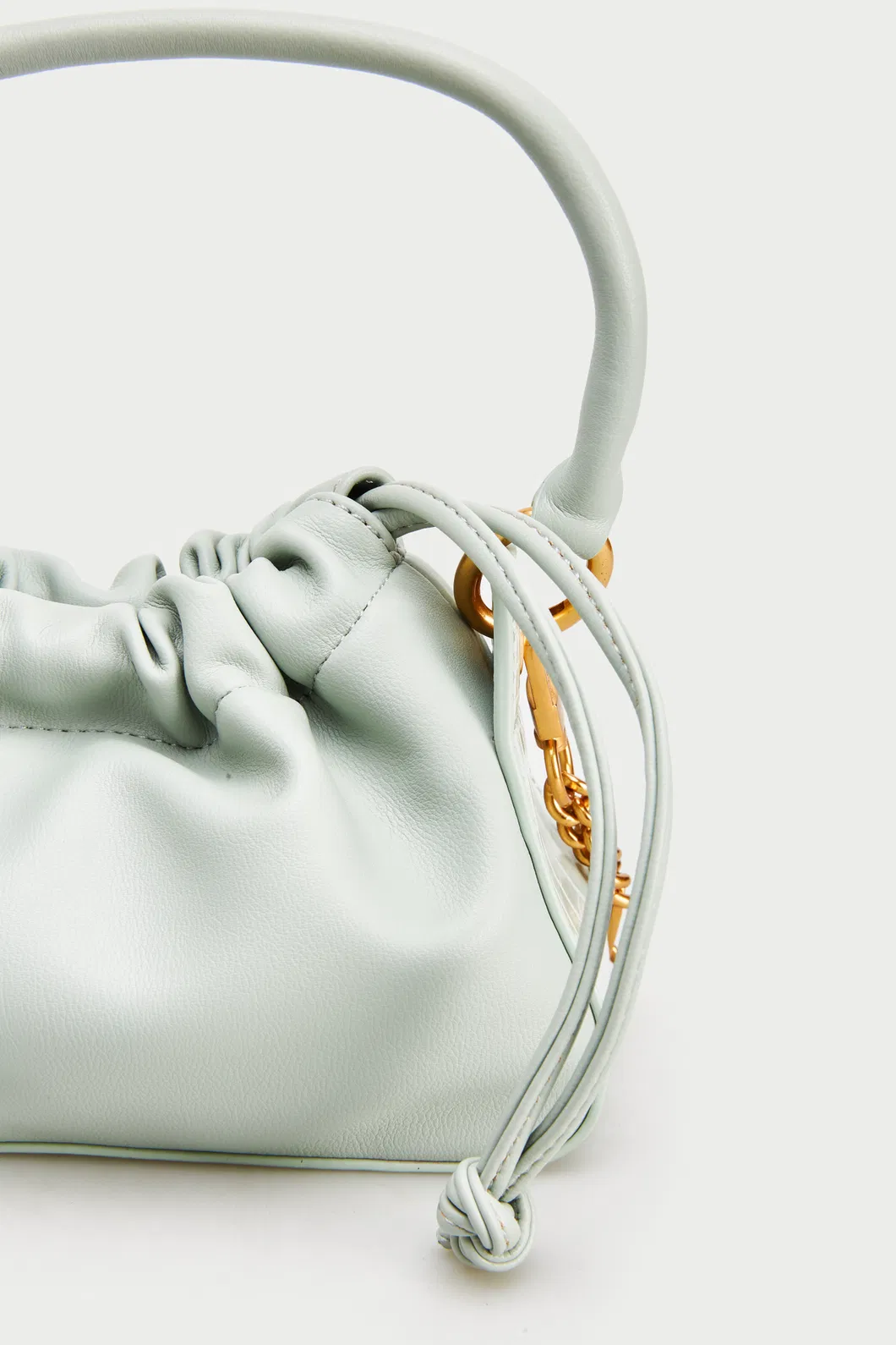 High Quality PU Leather Drawstring Bucket Women Fashion Shoulder Handbag