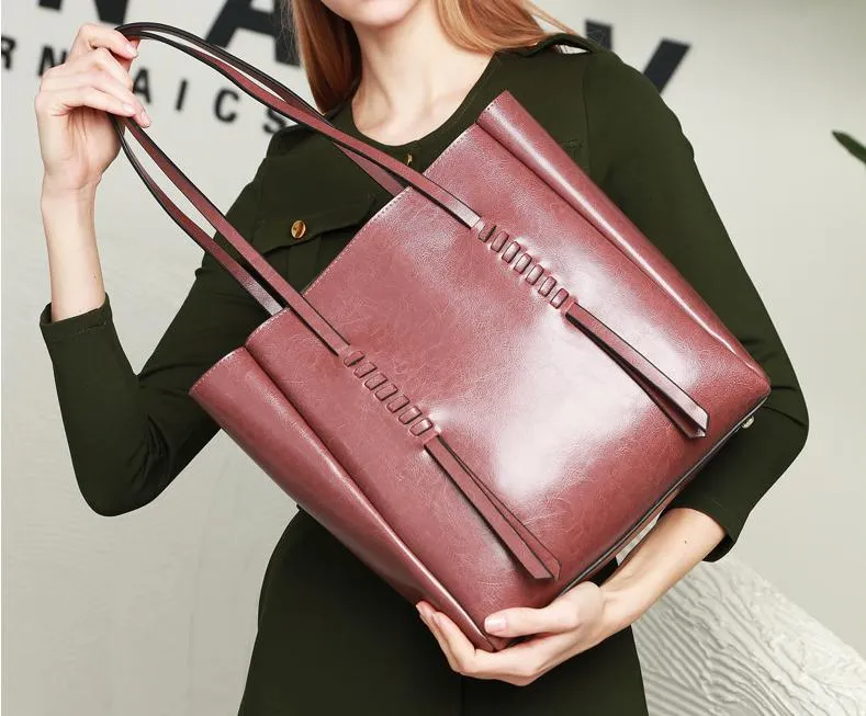 Hot Selling Real Cowhide Designer Style Tote Bag Mommy Bag