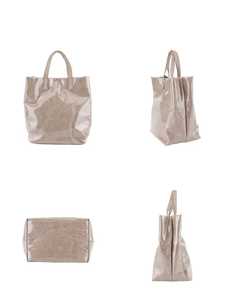 Kraft Paper Bag Letter Print Transparent Shoulder Bag Women Simple Waterproof Handbag Clear PVC Summer Beach Handbags Bolsos