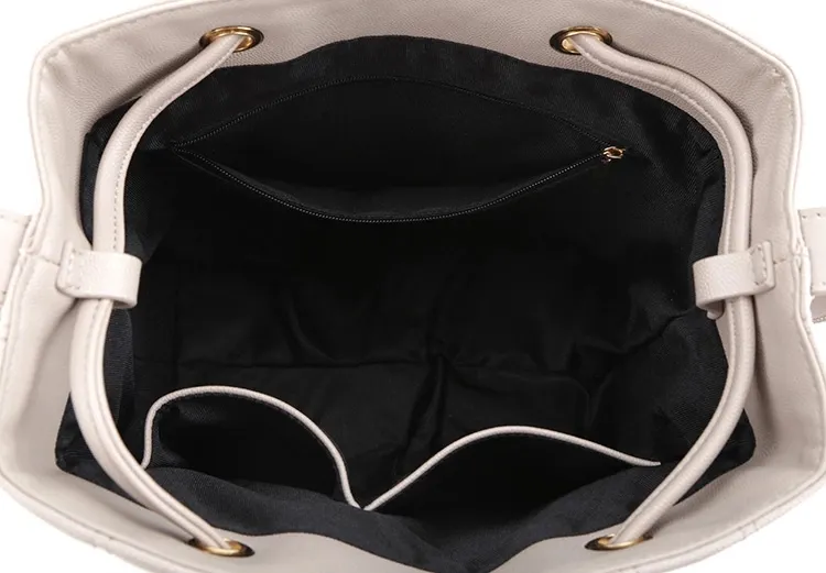 Latest Fashion Designer Custom Drawstring Bucket PU Leather Ladies Handbags