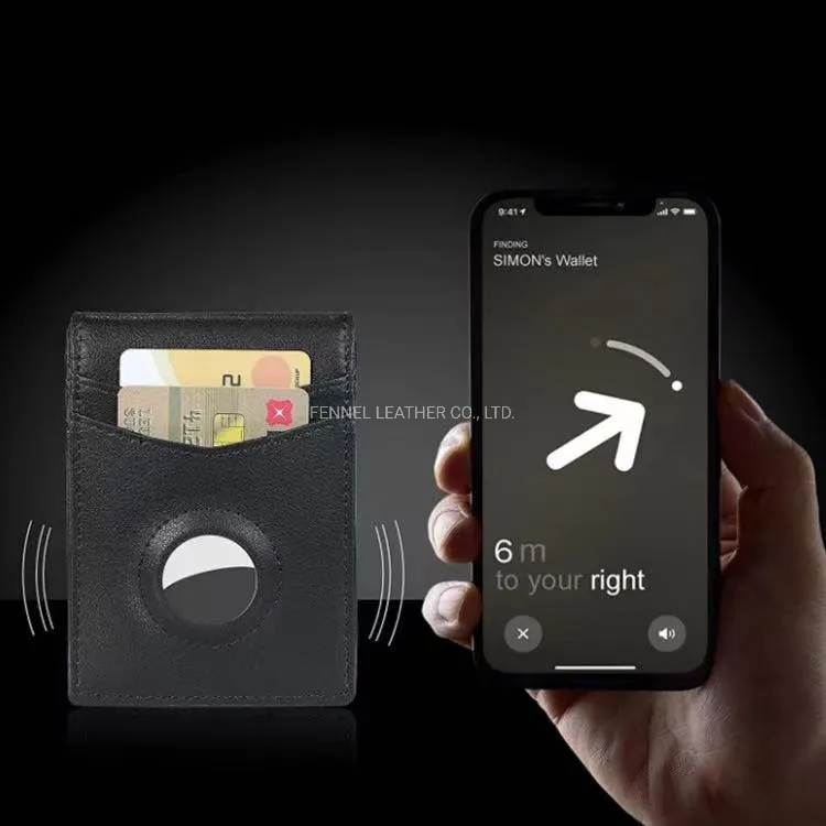 Manufacture Latest Apple Airtag Protection Smart Wallet GPS Tracker Funtional ID Cardholder RFID Protection Anti-Lost Airtag with Money Clip Cash Wallet (F1530)