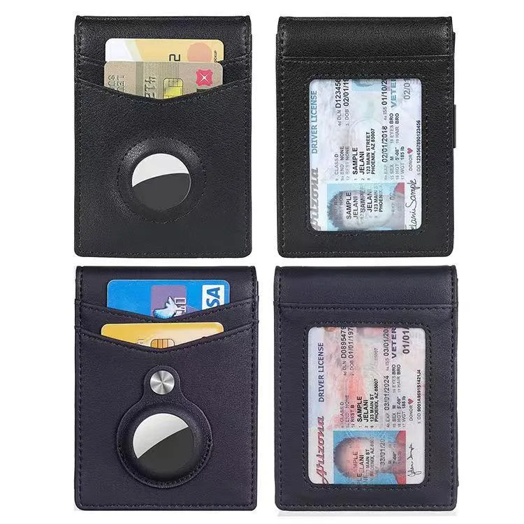 Manufacture Latest Apple Airtag Protection Smart Wallet GPS Tracker Funtional ID Cardholder RFID Protection Anti-Lost Airtag with Money Clip Cash Wallet (F1530)