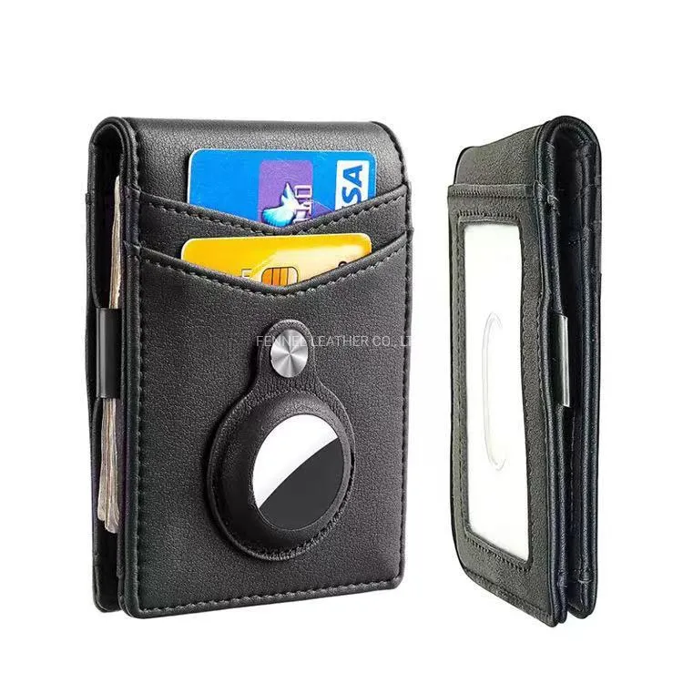 Manufacture Latest Apple Airtag Protection Smart Wallet GPS Tracker Funtional ID Cardholder RFID Protection Anti-Lost Airtag with Money Clip Cash Wallet (F1530)