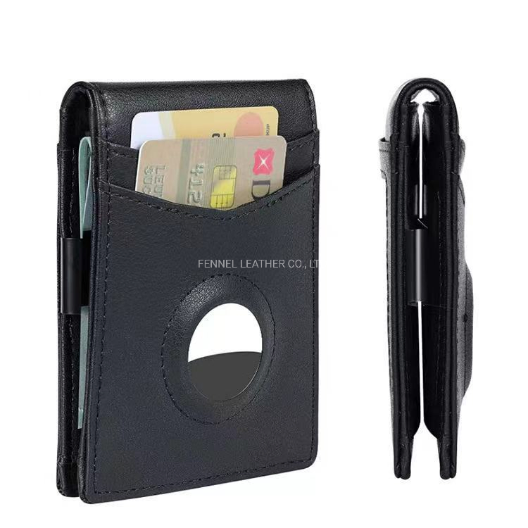 Manufacture Latest Apple Airtag Protection Smart Wallet GPS Tracker Funtional ID Cardholder RFID Protection Anti-Lost Airtag with Money Clip Cash Wallet (F1530)