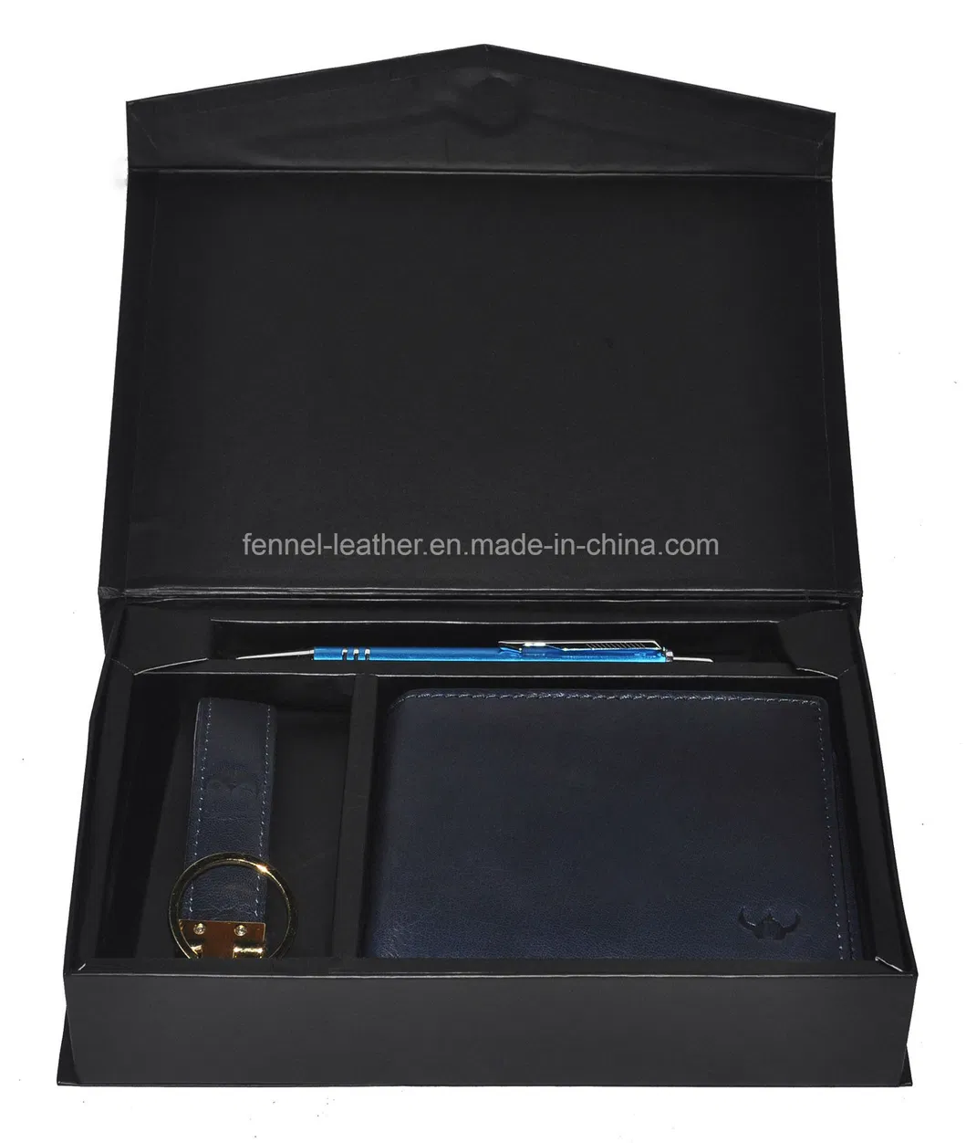 Manufacturer Hot Sell Men′ S Real Leather Gift Set Wallet Belt Cardholder and Keyholder with Pen Set 5PCS Giftbox Luxury Promotion Gift Set (EU4116)