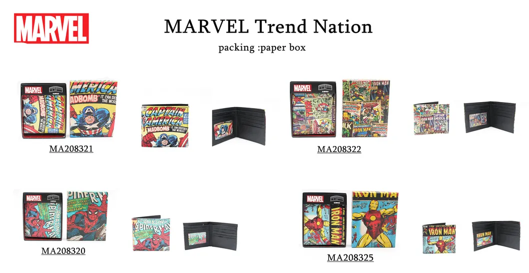 Marvel Comics PU Character Bifold Wallet W/Paper Box