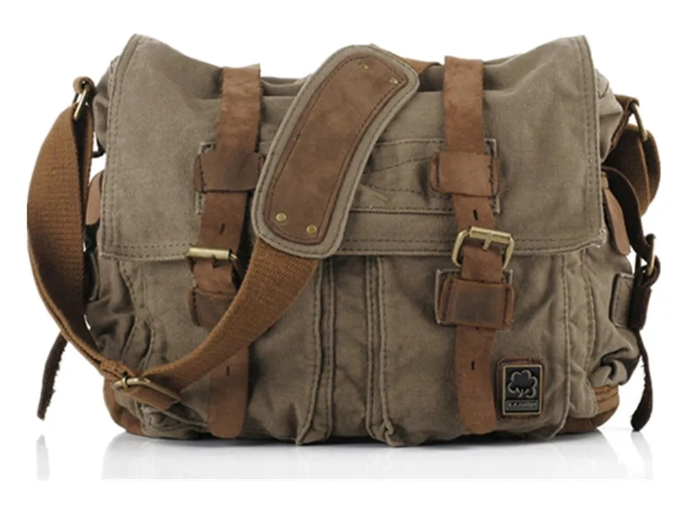 Military Leather Canvas Laptop Messenger Bags RS-1912042