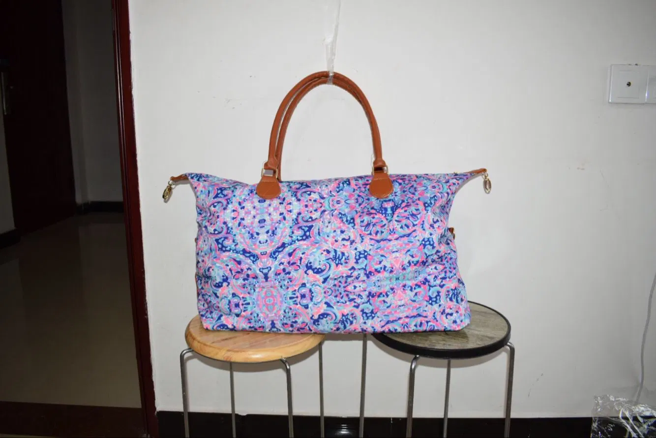 Monogram Cavas Bag Lilly Pulitzer Inspired Weekender Bag (18608)