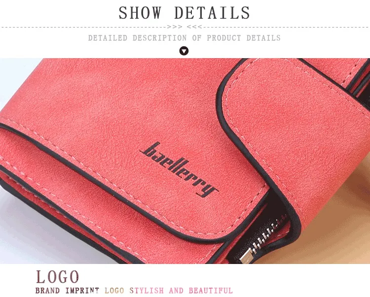 New Luxury Matte Leather Women Short Coin Card Holder Wallet