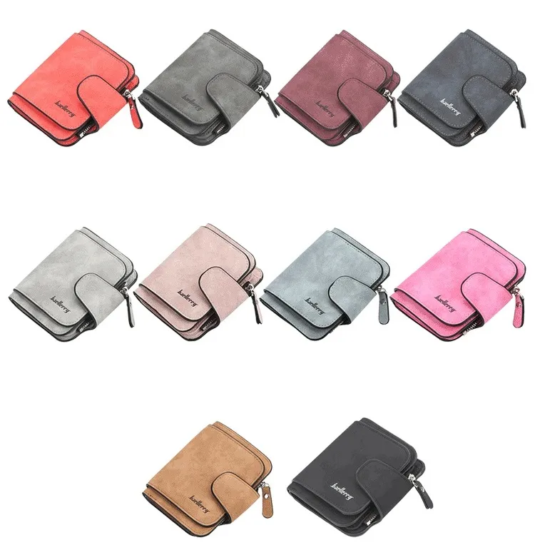 New Luxury Matte Leather Women Short Coin Card Holder Wallet