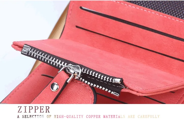 New Luxury Matte Leather Women Short Coin Card Holder Wallet