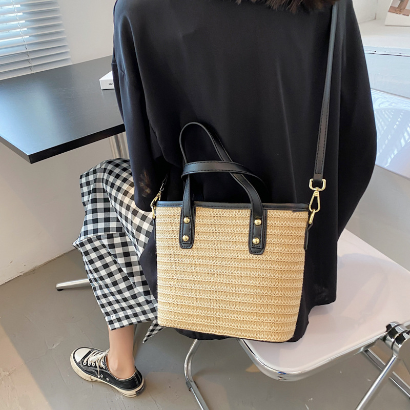 New Trendy Fashion Straw Woven Large Capacity Handbag Shoulder Tote Bag