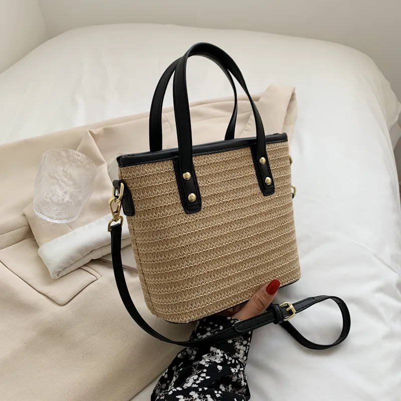 New Trendy Fashion Straw Woven Large Capacity Handbag Shoulder Tote Bag