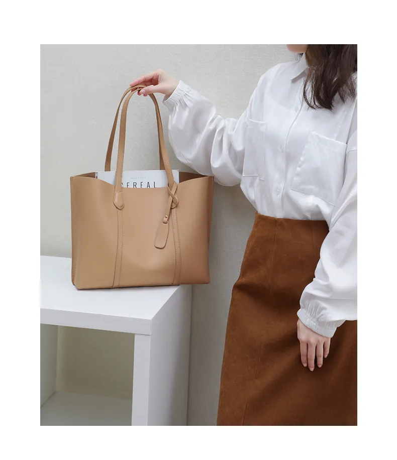 New Trendy Leather Large-Capacity Single Shoulder Tote Bag Niche Commuter Bag