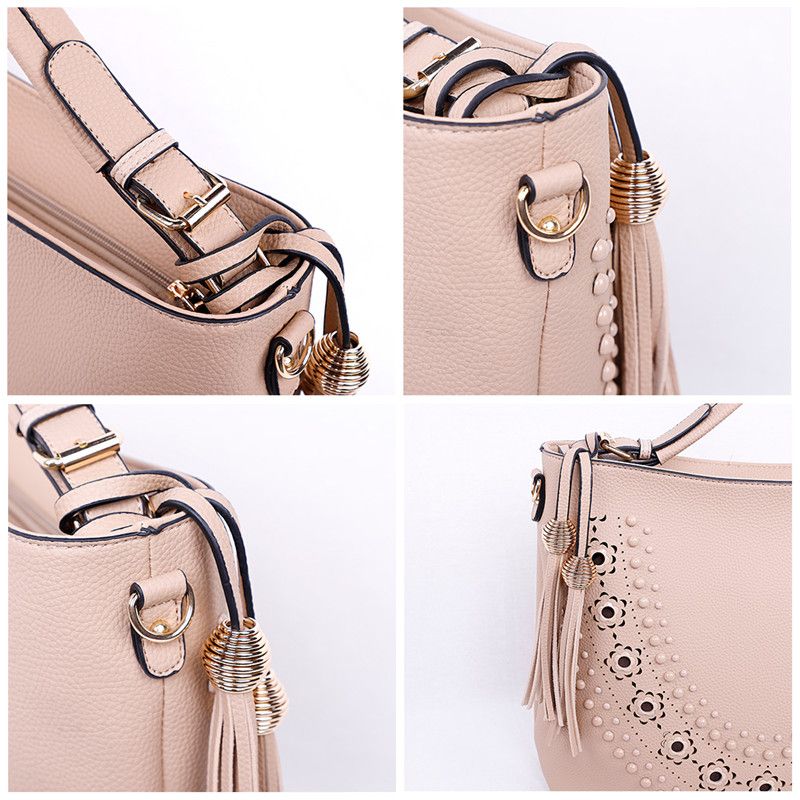 Popular Classical Lady Colorful Rivets Tassel Hand Bag Set Sh729