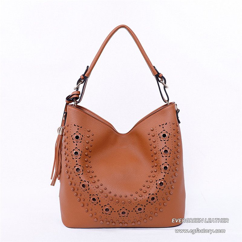 Popular Classical Lady Colorful Rivets Tassel Hand Bag Set Sh729